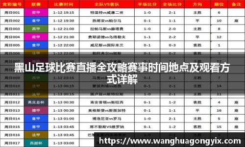 黑山足球比赛直播全攻略赛事时间地点及观看方式详解